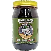Grill Your As* Off Bunker Bacon Bourbon BBQ Sauce - 16oz Sweet, Smokey and Savory Barbecue Sauce for Beef, Ribs, Burgers and More - MSG & Gluten Free Barbeque Sauces - Made in USA & Veteran Owned Business