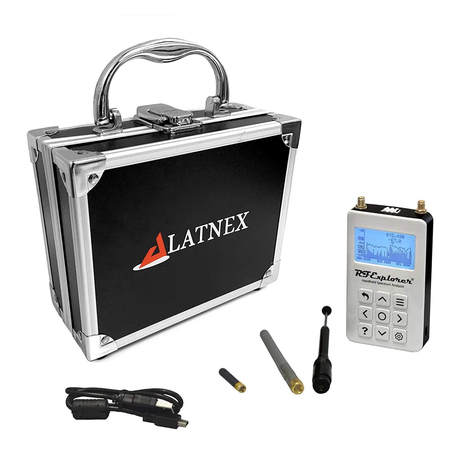 LATNEX RF Explorer 4G Combo Plus - Handheld Spectrum Analyzer with Aluminium Carrying Case (4G Combo Plus)