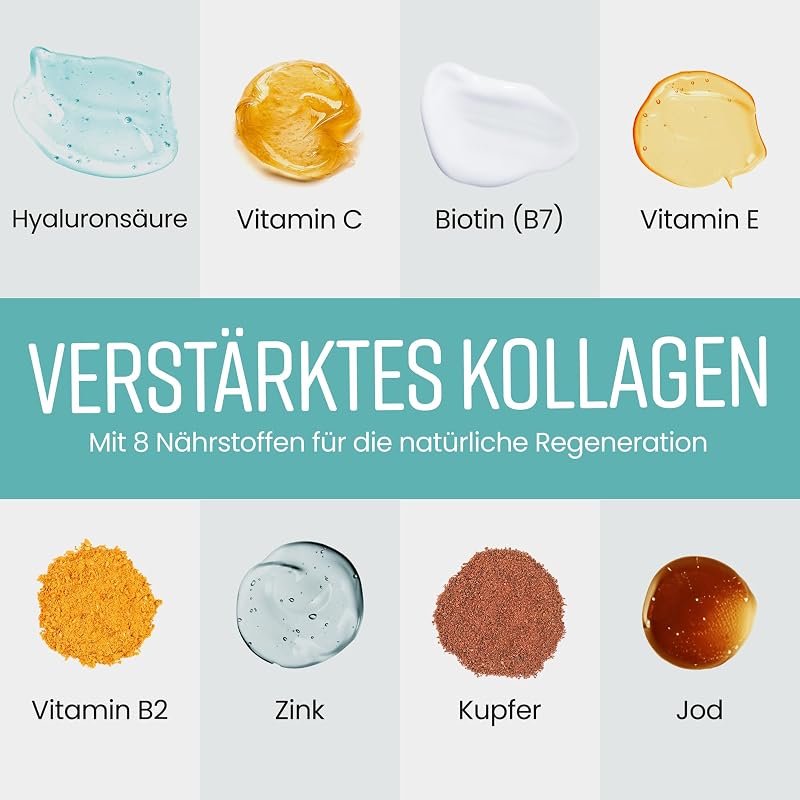 Kollagen Kapseln Hochdosiert 2450 mg | Hydrolysiertes Meeres Collagen Peptide | Hyaluron Kollagen-Präparate mit Vitamin C, E, B2 und Zink | Gelenke Haut Haare | 120 Collagen Kapseln | VitaBright