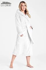CityComfort Women's Fluffy Hooded Bathrobe, M, Dark Grey, Soft Fleece view 5