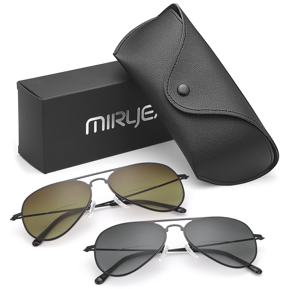 2 Pairs Bifocal Reading Glasses UV400 Protection Sport Sunglasses Blue Light Blocking Lightweight Outdoor Sun Readers for Men and Women Driving Safety Eyeglasses Tinted Lens Shades Metal Frame Eyewear