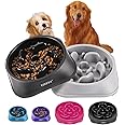 YINEYA 2Pcs Slow Feeder Dog Bowls Large Breed, Dog Slow Feeder Bowl, Dog Food Bowl Slow Feeder, Dog Bowl Slow Feeder, Dog Bowl That Slow Down Eating, Dog Puzzle Feeder, Slow Eating Dog Bowl Black&Grey