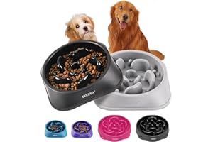 YINEYA 2Pcs Slow Feeder Dog Bowls Large Breed, Dog Slow Feeder Bowl, Dog Food Bowl Slow Feeder, Dog Bowl Slow Feeder, Dog Bowl That Slow Down Eating, Dog Puzzle Feeder, Slow Eating Dog Bowl Black&Grey