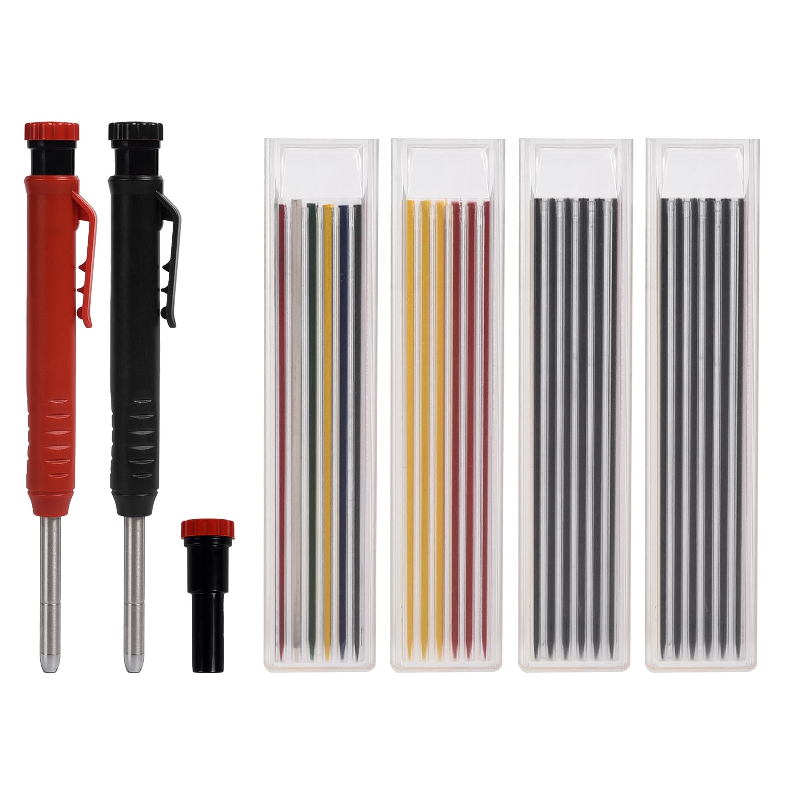 6 Pack Carpenter Pencil Set, 2.8mm Mechanical Carpenter Pencils with 26 Refills - Heavy Duty for Construction, Architect & Woodworking