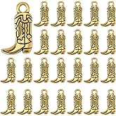 BEAMARKER 50Pcs Cowboy Boot Charms Tibetan Western Denim Theme Vintage Pendants Antique Golden Small 18x11mm Boot Dangle Alloy Charms for DIY Necklace Bracelet Earring Craft Jewelry Making Keychain