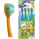 GuruNanda Butter On Gums Kids Toothbrush - 4 Pack Extra Soft Bristles Toothbrush for Kids, Multi-Colored &amp; Fun to Use for Beginner Cleaning - Ergonomic Grip Handle - BPA &amp; Cruelty-Free (Age 3+)