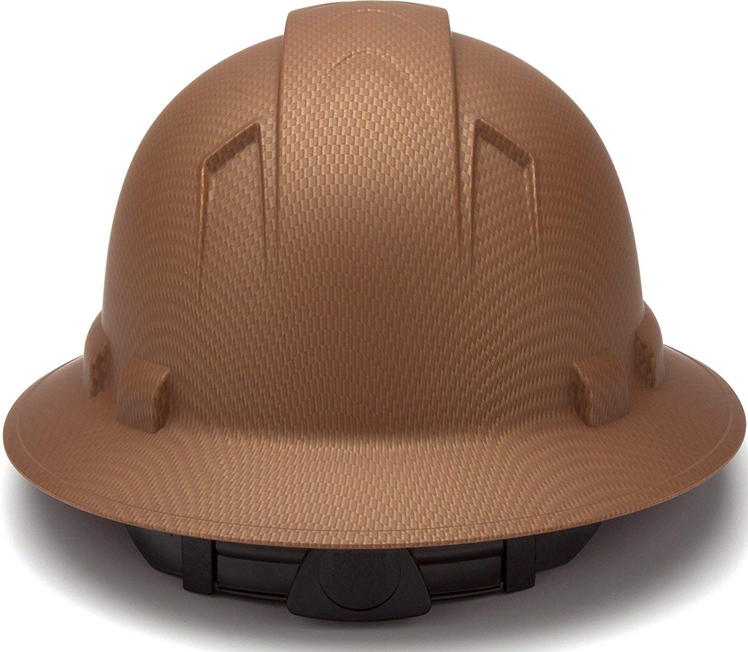 Full Brim Hard Hat, Adjustable Ratchet 4 Pt Suspension, Durable Protection safety helmet, Graphite Pattern Design, Copper Matte, by Acerpal