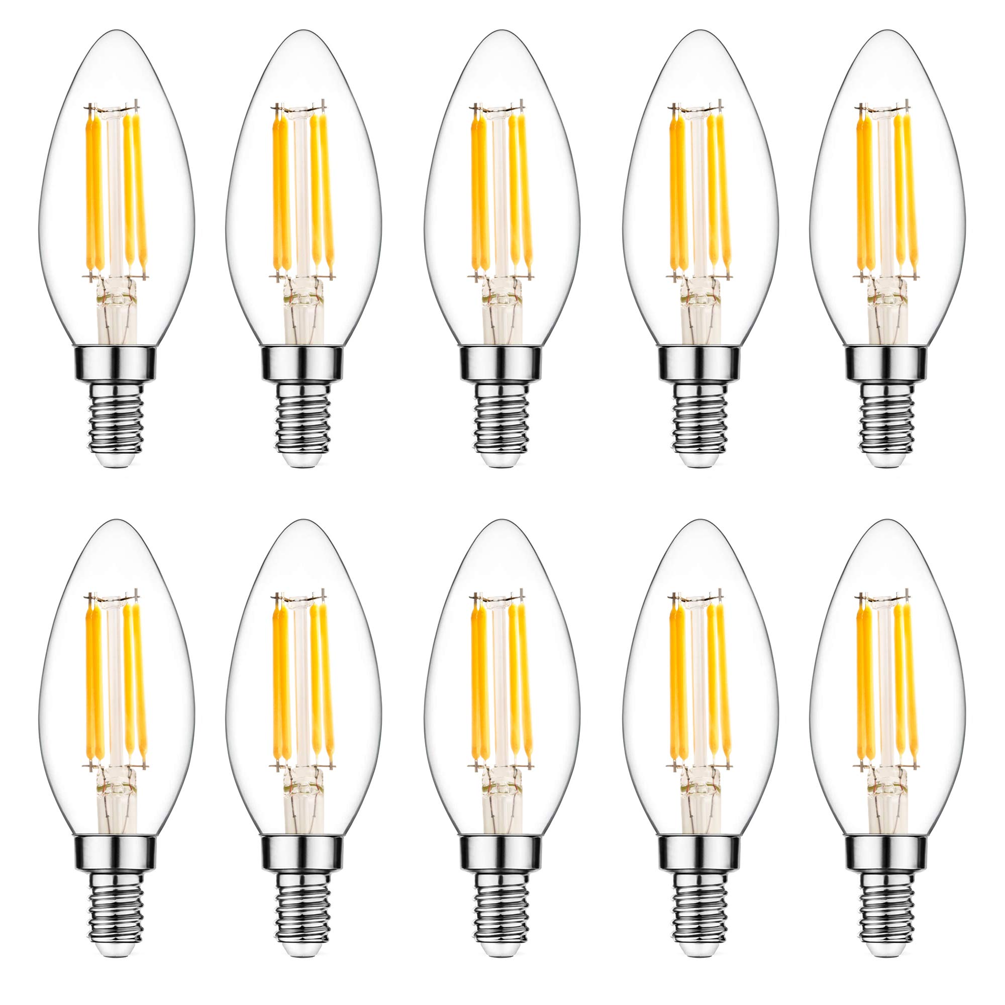 Photo 1 of Raheem E14 LED Bulb, Dimmable, 110v 300 Lumens 2700k 40w Equivalent, Best Replacement for Halogen and Incandescent Bulb, Candelabra LED Bulbs, 10 Pack (Warm White)