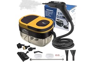 CKDUCTPRO Steam Cleaner, 3-Level Adjustable Handle, 15s Heat-Up, 1.69 Quarts Tank, Portable Steamer for Cleaning with 10 Accessories, Steam Cleaner for Home for Dirt (Yellow)