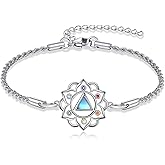 URONE Chakra Bracelet Sterling Silver AA Lotus Bracelet Yoga Jewelry Gift For Women