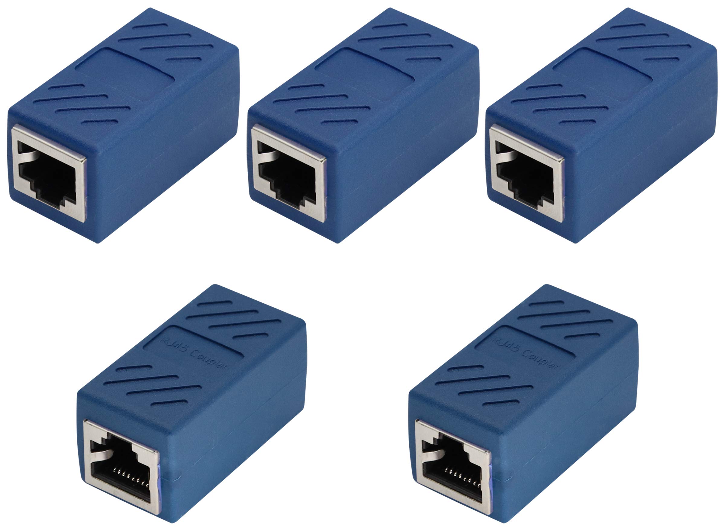 AAOTOKK RJ45 Network Cable Coupler RJ45 Adapter Female to Female Ethernet Cable LAN Connector for Cat6 Cat5e in Line Ethernet Coupler Male Cable(Blue-5 Pack)