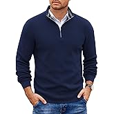 COOFANDY Mens Quarter Zip Pullover Slim Fit Lightweight Sweater Casual Mock Neck Knit Polo Sweater