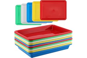 JOIKIT 30 Pack 10.8 x 8.3 Inch Multicolor Plastic Art Trays, Rectangular Art and Crafts Organizer Tray, Activity Organizer Serving Tray for Beads, Painting, Blocks, DIY Project