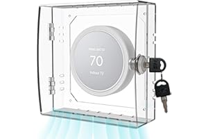Vazioyar Thermostat Lock Box,Thermostat Lock Box with Key,Thermostat Guard,Transparent Thermostat Protective Cover,Compatible with Thermostats 4.88''X4.64''X1.97'' or Smaller (Square - Key lock)