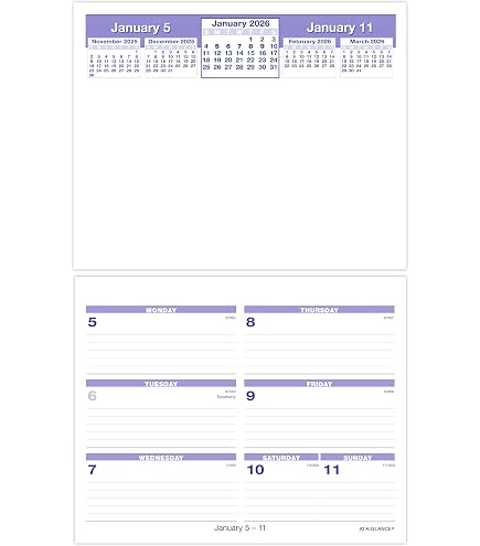 AT-A-GLANCE 2025 Calendario De Computadora Y Base, Semanalmente, 5-1/2 X 7 Pulgadas, Flip-A-Week (SW700X0025