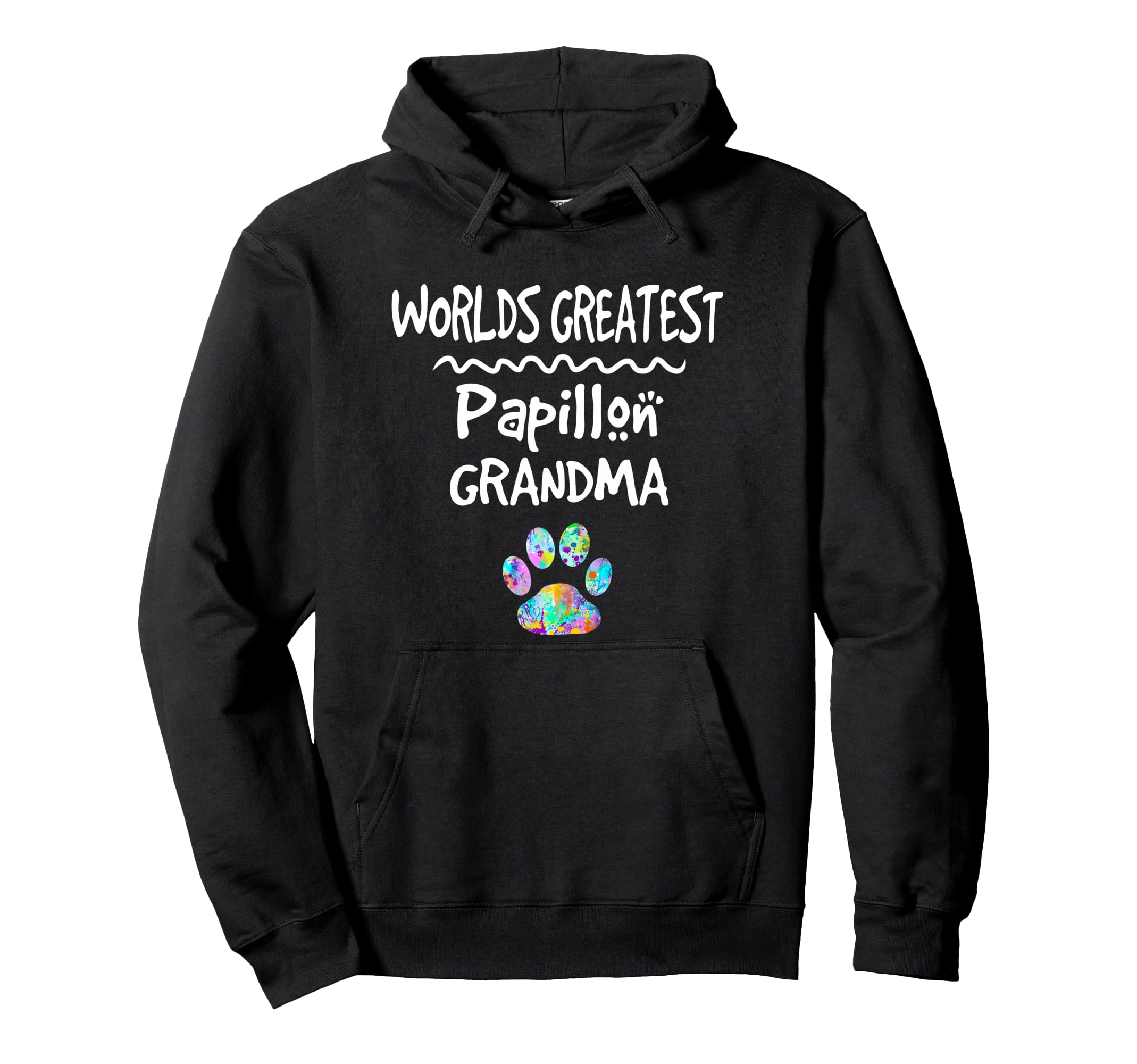 Worlds Greatest Papillon Grandma Cute Dog Paw Print Pet Love Pullover Hoodie