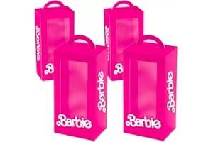 Amscan Elegant Pink Malibu Barbie Favor Boxes - 8" x 4" x 3" (Pack of 4) - Eye-catching Design & Material - Perfect for Birthday Celebrations