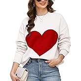 Gihuo Womens Heart Sweater Valentine Sweaters 2026 Long Sleeve Crewneck Pullover