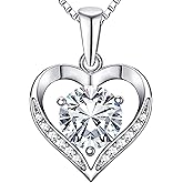 Blahanna Heart Moissanite Birthstone Necklaces Anniversary/Birthday/Best Friend/Girlfriend/Wife Gifts for Her 925 Sterling Silver Pendant Necklace for Women