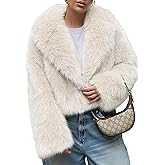 Arssm Women Fluffy Faux Fur Coat Long Sleeve Open-front Winter Cropped Coat Short Fur Fuzzy Jacket