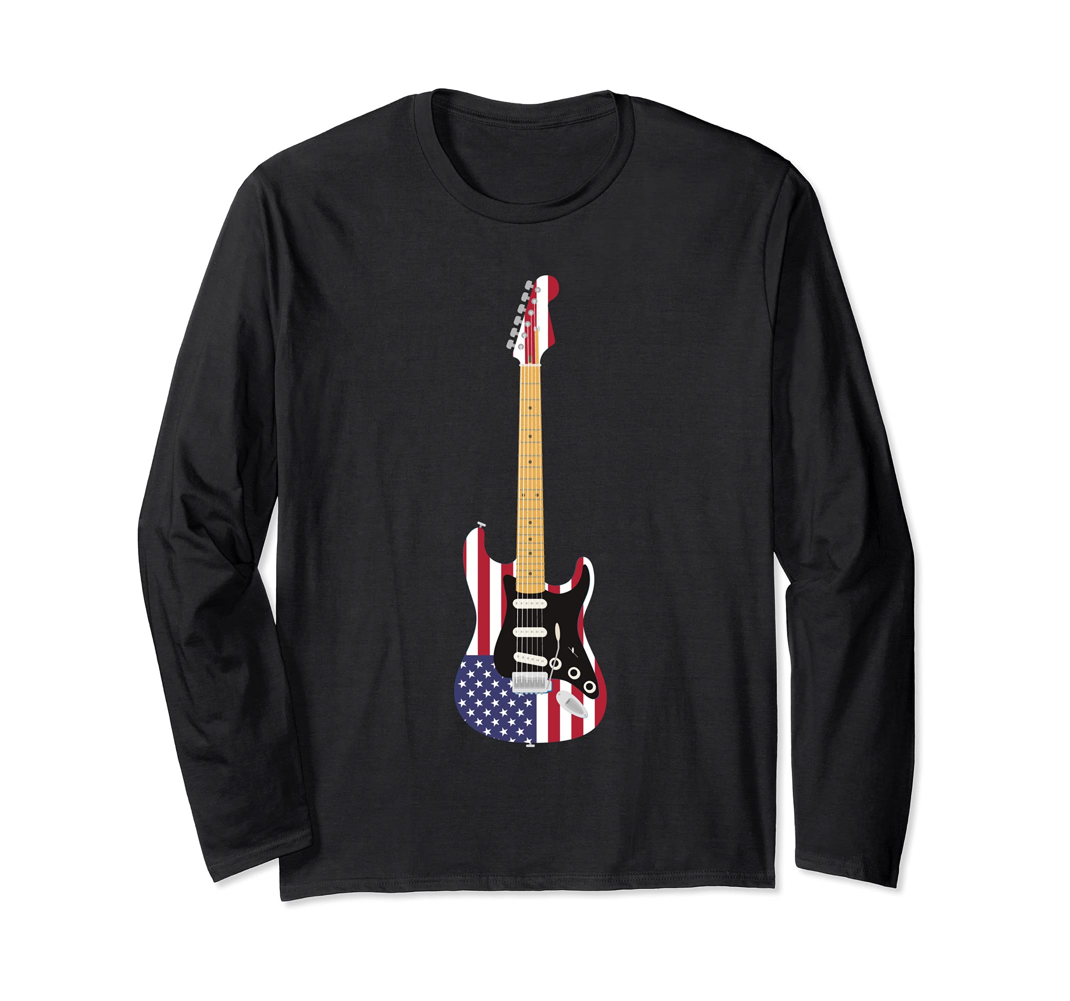 US Flag Electric Guitar Player Musician Guitarist Guitar Long Sleeve T-Shirt