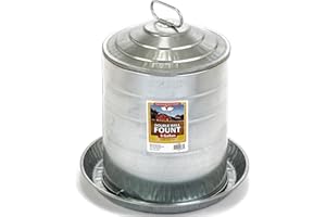 CHERISH PET SUPPLY Miller Manufacturing Little Giant 5 Gallon Double Wall Galvanized Steel Poultry Fount Fountain Automatic Waterer, Silver