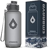 Embrava 40oz Water Bottle - Large with Travel Carry Ring - Wide Leak Proof Drink Spout - Heavy-Duty, BPA & BPS Free Tritan Plastic - Best for Sports, Hiking, Gym, Men & Women