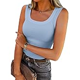 Chulianyouhuo Women's Ribbed Tank Tops Knit Scoop Neck Sleeveless Fitted Casual Tops Summer Slim Basic Tee Shirts