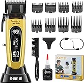 KEMEI 90-4 Professional Hair Clippers for Men, 11500 RPM Barber Clippers with LED Display, Cordless Hair Trimmer with DLC Blade & Charging Base, 2000 mAh Hair Clipper for Barbers Haircut Kit