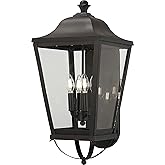 THE GREAT OUTDOORS 73283-66 Savannah Outdoor Wall Mount, 4-Light, 160 Total Watts, 12-in H x 25.5-in W, Sand Coal Black