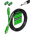 VANDESAIL 30M SC/APC Fiber Optic Internet Cable 100ft, Outdoor Armored SC/APC Fiber Patch Cable, SC to SC Single-Mode OS2 Fiber Jumper SIMPLEX with 2 Couplers, LSZH Black