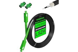 VANDESAIL 30M SC/APC Fiber Optic Internet Cable 100ft, Outdoor Armored SC/APC Fiber Patch Cable, SC to SC Single-Mode OS2 Fiber Jumper SIMPLEX with 2 Couplers, LSZH Black