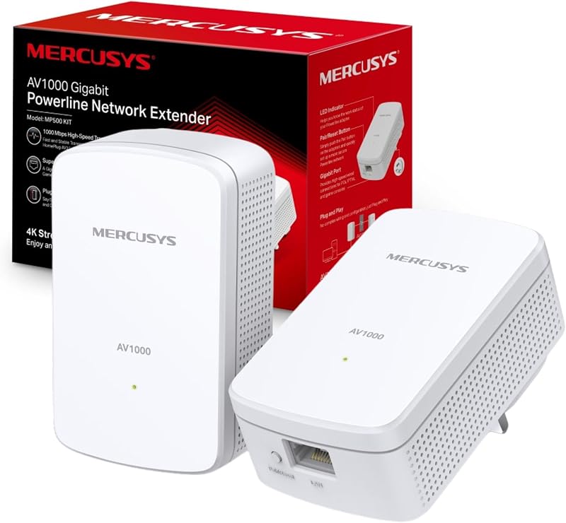 MERCUSYS MP500KIT Powerline Adapter Kit AV1000 Gigabit Ethernet HomePlug AV2