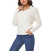 MessBebe Women's Long Sleeve Knitted Pullover Sweaters Collared V-Neck Polo Shirts Tops