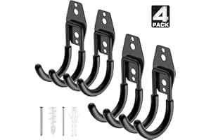 Cpais Garage Hooks,4 Pack 4.7x2.6 Inch Wall Mount Heavy Duty Garage Storage Hooks Organizer More Yard Equipment,Garden Tools Power Tools and for Hanging Hose Ladder and Bike