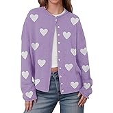 Saodimallsu Womens Button Up Cardigan Sweaters Long Sleeve Crew Neck Fall Soft Lightweight Knit Loose Sweater Tops