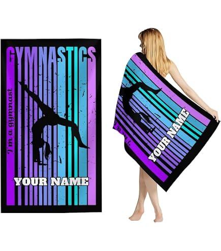 Microfiber Beach Towel - Oversized, Quick Dry, Sand Proof Towel For Pool, Beach, Travel (I Love Gymnast Design) - View #2