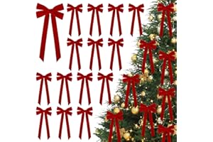 JOICEE 15Pcs Red Velvet Bows, 5in x 12in Christmas Tree Wreath Bows Rustic Crafts Gift Ribbon Bows for Christmas Indoor Outdoor Decorations Birthday Party Wedding Holiday Decor