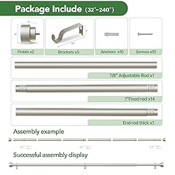 Curtain Rods for Windows 32 to 240, 1 Inch