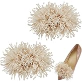 FINGERINSPIRE 2Pcs 3D Flower Shoe Clips 3x4inch Linen Color Shoe Buckle | Removable Floral Shoes Buckle Clips Fabric Flower Shoe Clip Flower Shoes Decor Charms Artificial Flowers Shoe Clip for Heels