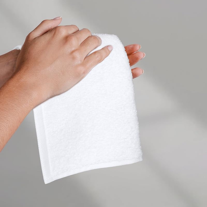 Conjunto de Toalhas de Banho Absorvente 100% Algodão Lavatório 30x30 cm, Branco, Embalar 24 Unidades