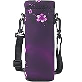RICHEN Neoprene Water Bottle Carrier Bag with Adjustable Shoulder Strap,Insulated Water Bottle Cover for Stainless Steel/Glass/Plastic Bottles