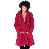 Woman Within Plus Size Hooded A-Line Fleece Coat