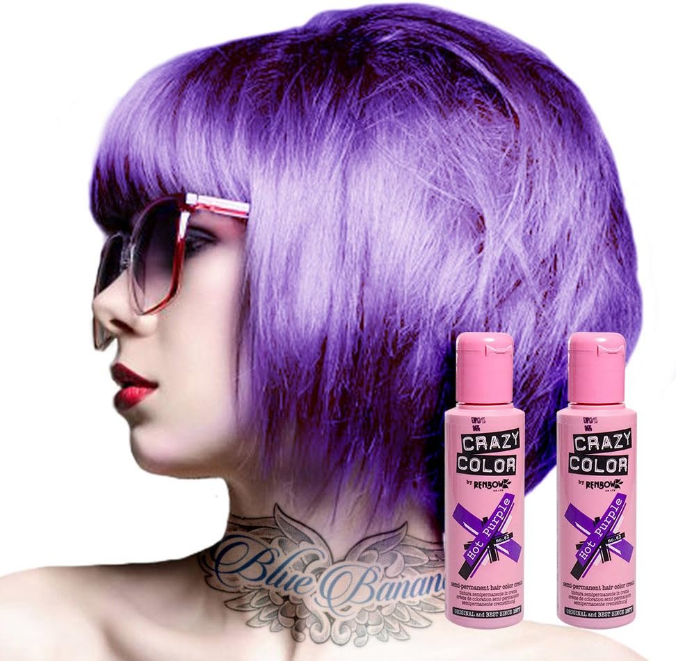 Crazy Color X2 Semi-Permanent Hot Purple Hair Dye Brand Unique