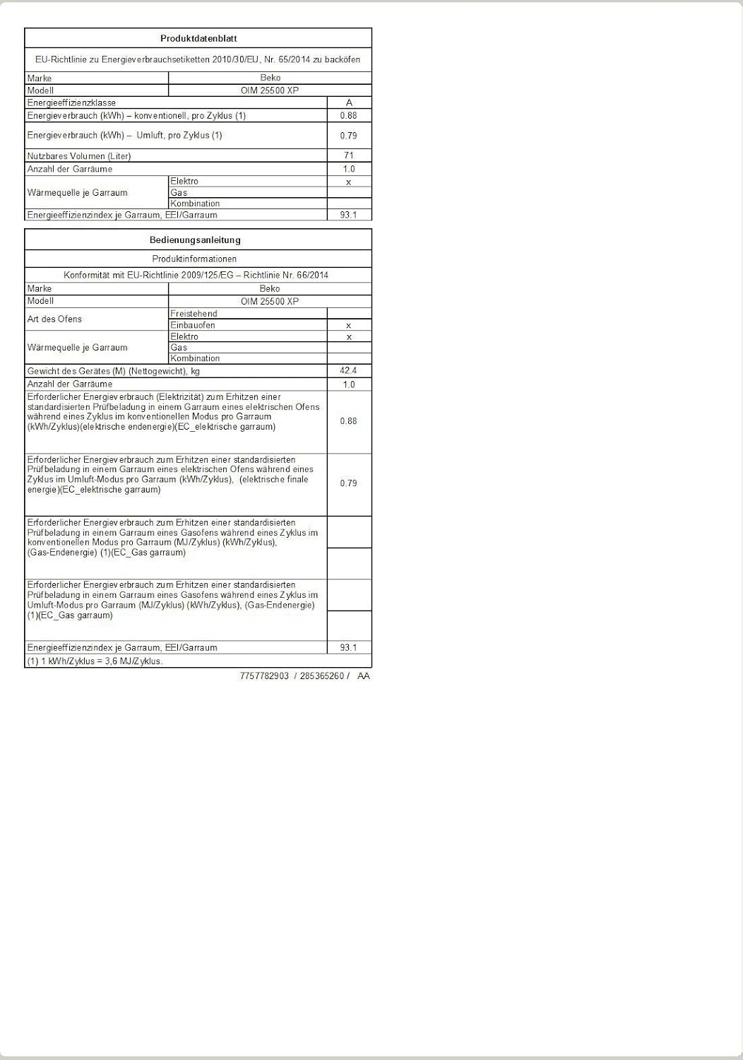 Beko OIM 25500 XP Einbau-Elektro-Backofen / A / 0.88 kWh / Pyrolytische  Selbstreinigung / Versenkbare Knebel / edelstahl-schwarz: Amazon.de:  Elektro- ...