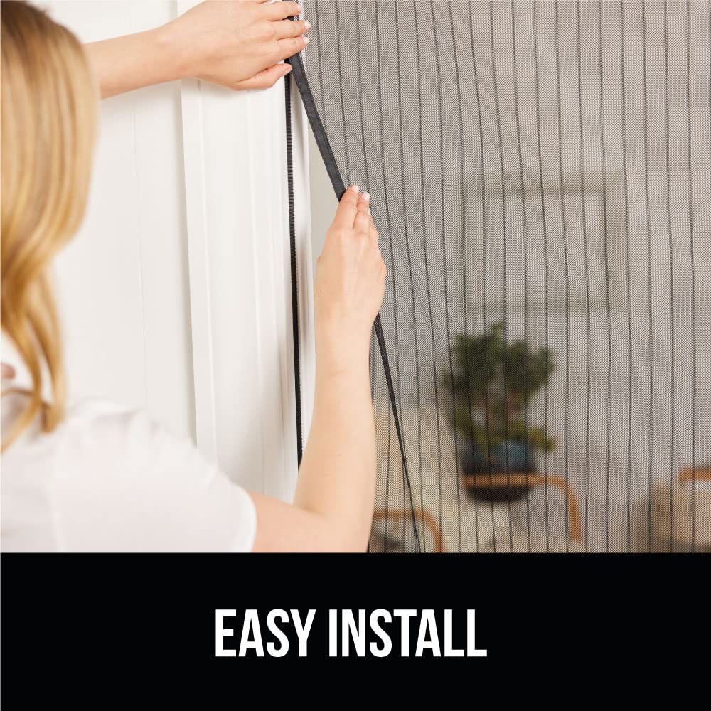 GORILLA GRIP Magnetic Screen Door, Hands Free Mesh Curtain Keeps Bugs and Mosquitos Out, Automatic Magnet Closure, Heavy Duty Patio Sliding Dog Doors Cover, Window Screens Protector, Black 38x82