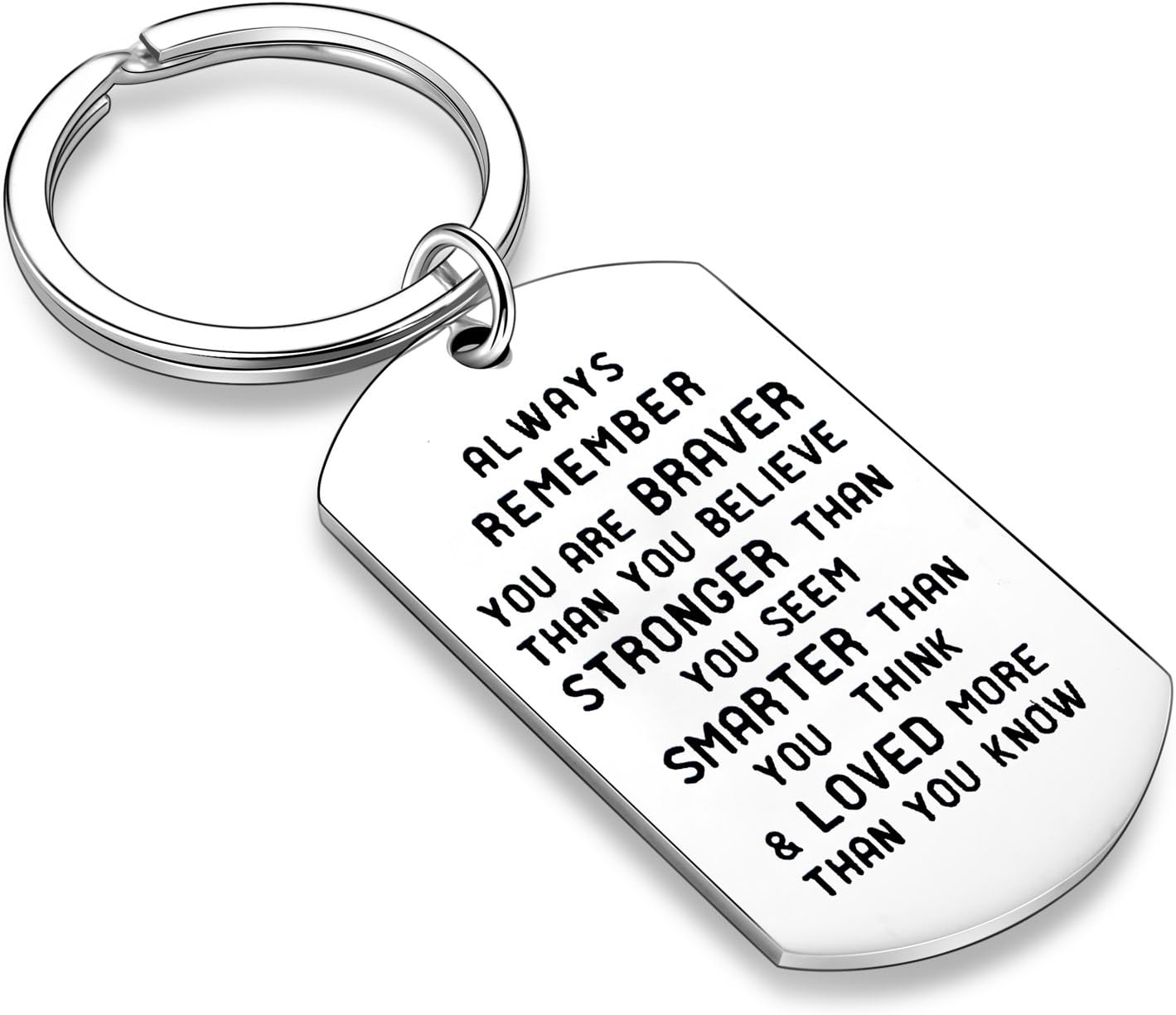 Nimteve Inspirational Keyring Gifts For Best Friends Family Women Men Key Chains Key Tag Always Remember You are Braver Stronger Smarter Pendant Keychain Christmas Gifts (Always Remember)
