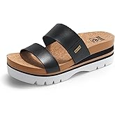 Ustogi Women's Higher Platform Sandals Arch Support Beach Slides for Woman Orthotic Summer Causal Cork Footbed Slip on Cushion Cute 2 Strap Flatform 2.2IN sandalias de mujer