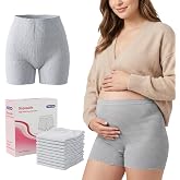 ANKEXIN Disposable Postpartum Underwear for Women (10 Pack) Gray | High Waisted Stretch Boyshort Panties, Fits Waist 28"-55", C-Section Recovery Essentials, Soft Breathable Underwear for Mom