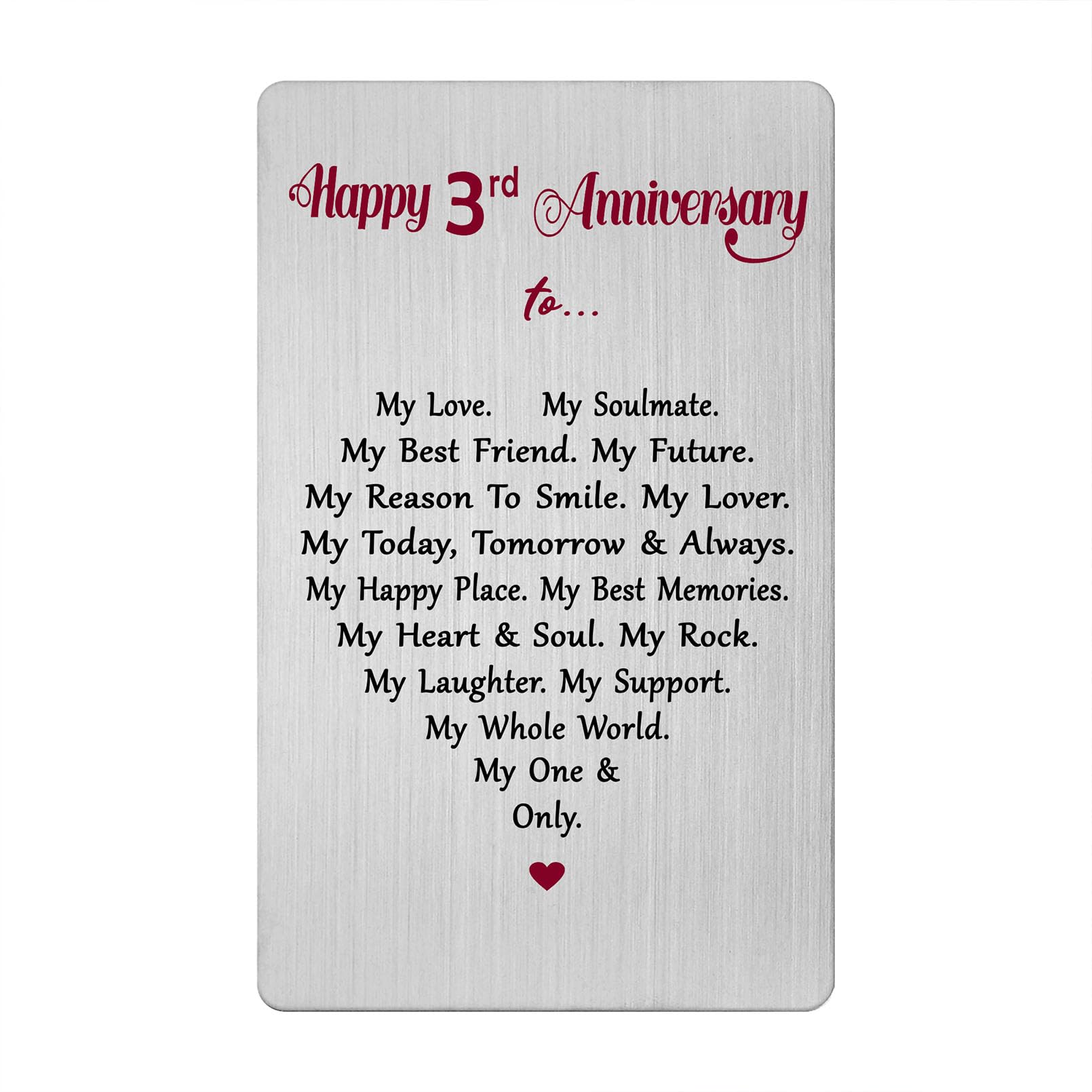 3 Year Anniversary Card for Men Women Him Her- Romantic 3rd Three Third Anniversary Keepsake Gifts for Husband Wife